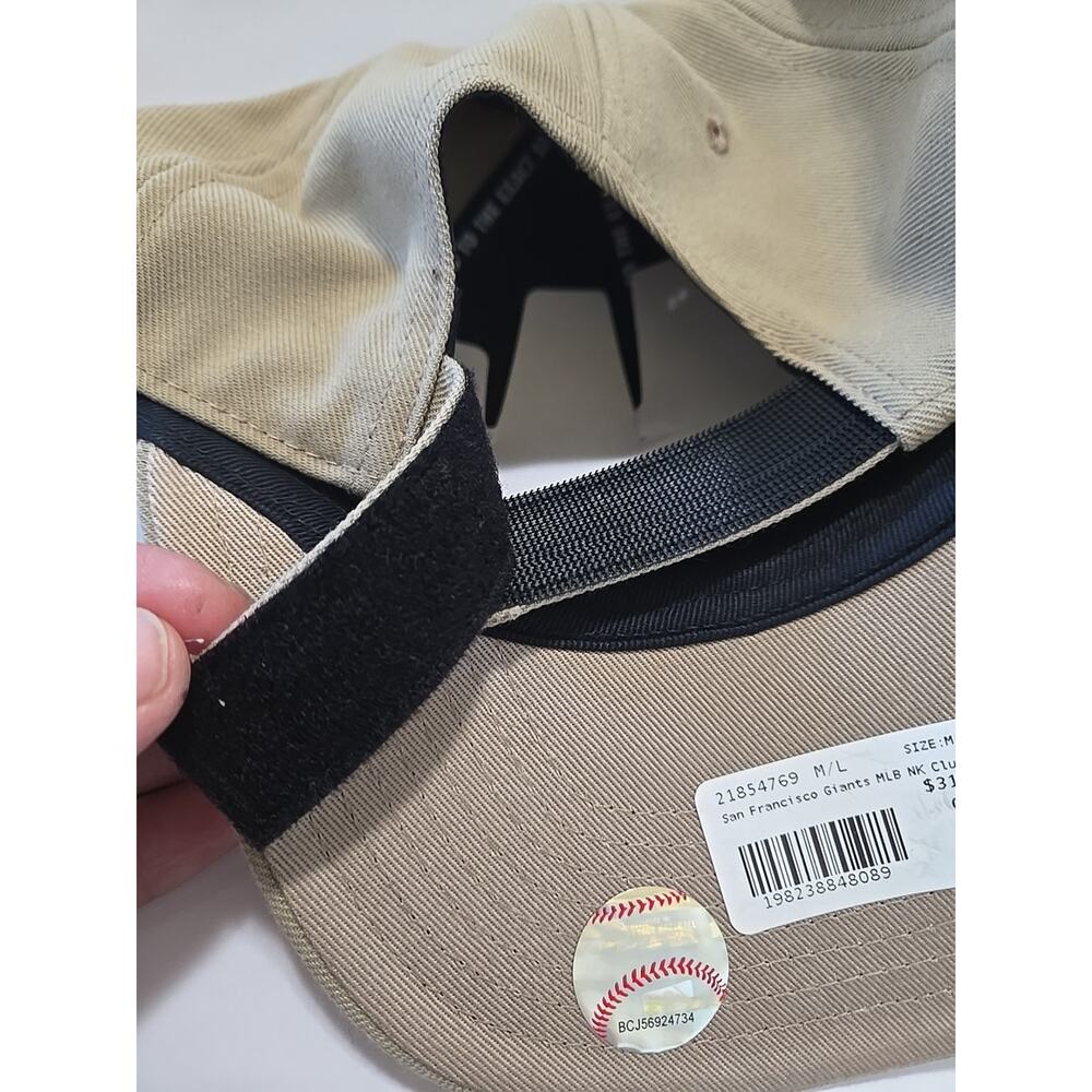 Nike San Francisco Giants Khaki Club Cap Adjustable Hat Cap Size M/L Structure - Picture 8 of 10